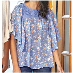 Matilda Jane Be Here Now Blue Floral Blouse